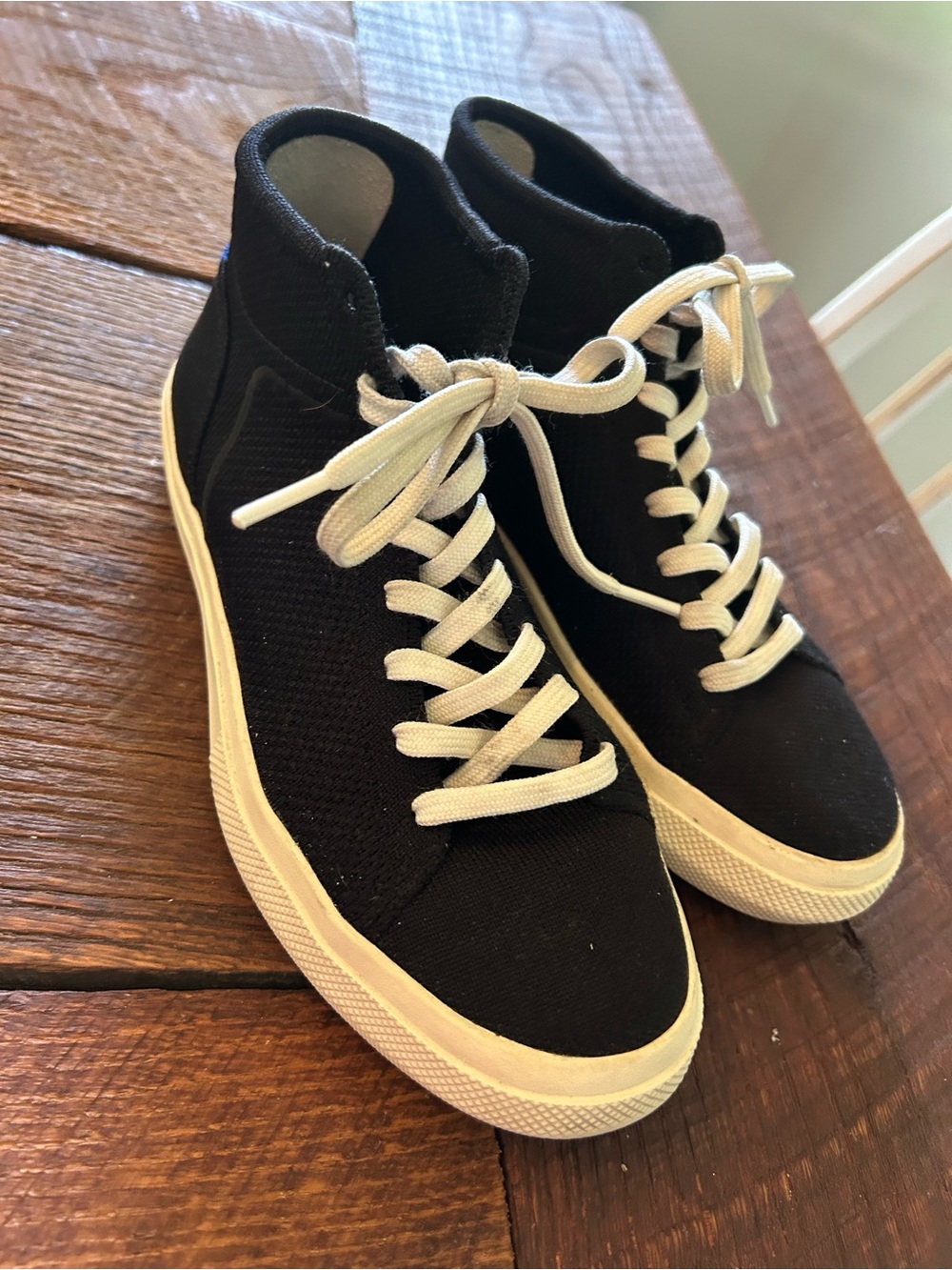Rothy’s The High Top Sneaker Black White Knit High Top Shoes Size 7.5
